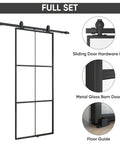 Privacy Glass Barn Door 36x84 Inches With 6 Foot Sliding Hardware Kit Included Aluminum Alloy Frame Frosted Tempered Glass 6 Lite Design