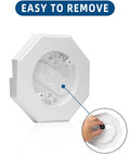 Outdoor Light Mounting Block With Built In Electrical Box For Half Inch Lap Siding, No Fuss Rugged White Vinyl Block For Easy Install, Weatherproof Exterior Lighting Mount, Paintable Surface To Match Your Siding. White octagonal mounting block with removable insert