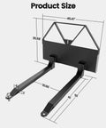 46 Inch Quick Attach Pallet Forks For Skid Steer Attachments, Beefy 2600 Pound Capacity, Heavy Duty Steel Forks, Obsidian Black Dimensions