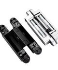 Heavy Duty Silent Close Hydraulic Hinge With Automatic Door Closer Hidden Fold Mount For Cabinets And Furniture Hardware No Sweat Install Snug Fit Smooth Quiet Operation Fits Standard Doors 177mm, showing black and silver components.
