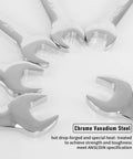 14 Piece SAE Ratcheting Wrench Set With One Quarter Inch To Seven Eighths Inch Wrenches, Chrome Vanadium Steel close-up