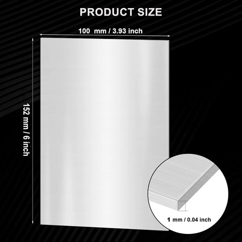 2-pack 304 stainless steel sheets, 4 x 6 in, 0.04 in (1 mm) thick.