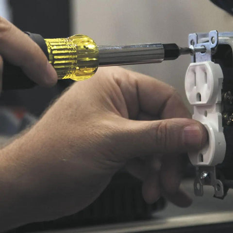Person using All In One Multi Bit Screwdriver And Tap Tool With Six Tap Sizes Including 6-32, 8-32, 10-32, 10-24, 12-24, 1/4-20