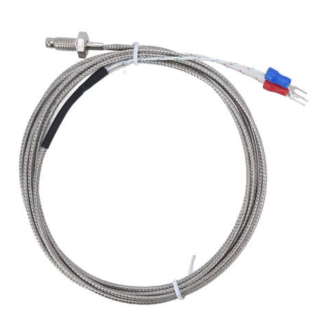 Heavy Duty K Type Screw Probe Thermocouple Temperature Sensor With Reinforced Shielded Cable For Zero Hassle Heat Tracking Up To 450C And Quick Workshop Or Machine Upgrade Fit with stainless steel probe and two meter cable.