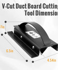 Dimensions of 1 Inch V Groove Duct Board Cutter for HVAC Pros, showing steel sled frame ductwork tool.