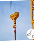 Rock Solid 304 Stainless Steel Swivel Eye Lifting Hook With Slick Safety Latch Badass Heavy Duty Rigging Gear One Ton Working Load For Marine Boats And Tough Outdoor Jobs on a crane with chains.