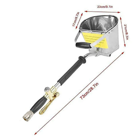 Beefy Stucco Sprayer For Walls And Plaster, Cement Mortar Spray Gun With Hopper, Pneumatic 4 Jet Nozzle System, dimensions shown