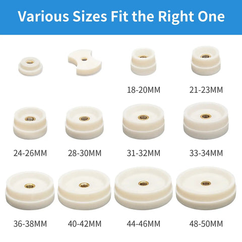 Various sizes of dies from 18mm to 50mm for the All in One Watch Repair Press Tool Set 16 Pieces Kit With Dies 18mm To 50mm Case Open Pry Blades Case Closer
