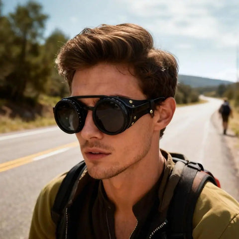 Badass Adjustable Tint Polarized Sunglasses With Detachable Leather Side Shields For Men Anti Glare Wraparound Eyewear Day To Night Vision Outdoor Sports Adventure Gear