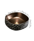 USZWBY Bathroom Vessel Sink 16.9 X 5.9 Inch Bathroom Sink Ceramic Vessel Sink with textured exterior and drain hole.