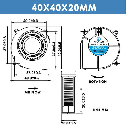 Top Shelf 4020 Blower Fan 5V 2Pin Cooling Vent For 3D Printer Extruder Hotend And Hobby Gear 40Mm X 20Mm Micro Hydraulic Bearing Ultra Silent Model Pack Of Four Units No Sweat Setup