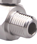 Close-up of Stainless Steel Ball Valve Inline One Quarter Inch NPT Female To Male Thread Pack Of 2 Heavy Duty SUS316 Body