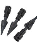 Heavy Duty 3 Piece Step Drill Bit Kit With Woodworking Power For Metal And Plastic Fast Cutting Spiral Flutes Hex Shank Tool Set To Crush Any Job, 3 bits