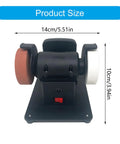 Hot New 18V Lithium Battery Grinding Machine With Double Wheels For Coarse And Fine Tasks lightweight bench grinder with red and white wheels.