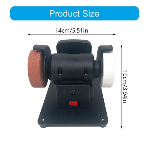 Hot New 18V Lithium Battery Grinding Machine With Double Wheels For Coarse And Fine Tasks lightweight bench grinder with red and white wheels.