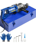 EroomQ Electric Hydraulic Rebar Cutter With Powerful Pure Copper Motor And Upgraded Steel Jaw Blades on blue toolbox with accessories.