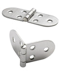 Folding Table Hinge Kit with flush mounted self supporting stainless steel hinges showing flat and angled positions.