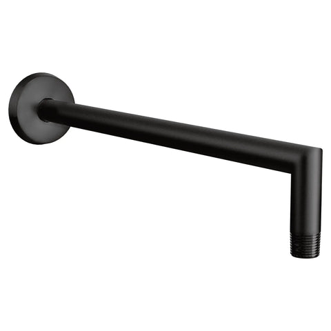 Arris Premium 14 Inch Rain Shower Arm And Flange For Overhead Shower Head, 1/2 Inch Connection, Matte Black, side view