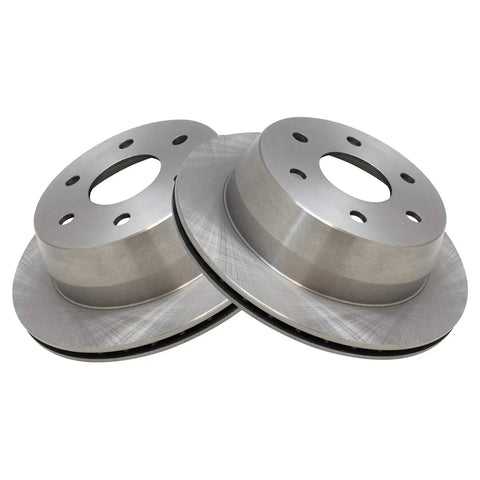 Close-up of vented rotors from Rear Ceramic Brake Pad And Vented Rotor Set For 1999 2006 Chevrolet Silverado 1500 2002 Avalanche 1500 Kit