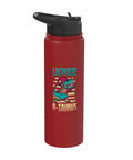 Red Dinosaur Lacrosse Water Bottle With Insulated Stainless Steel Double Wall Keeps Drinks Hot Or Cold Dishwasher Safe