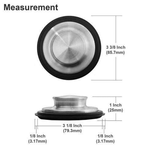 Stainless Steel Kitchen Sink Stopper For Garbage Disposal Fits Standard Three And A Half Inch Drain with measurements
