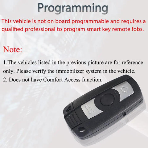BMW Key Fob Replacement CAS3 For 2004 To 2014 3 Series And 5 Series Remote Key Fob with programming note