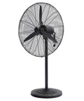 Heavy Duty Industrial Oscillating Tower Fan With Three Speed Big Time Airflow And One Click Auto Swinging Head Built Like A Tank For Workshop Shifts And Backyard Hangouts In Matte Black, side view.