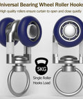 Universal bearing wheel roller hooks for smooth curtain operation, supports 5kg load, durable design.