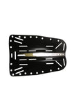Durable Aluminum Black Backplate For Diving Rig, 15 By 10 Inch Plate, 2mm Thick with mounting and accessory slots