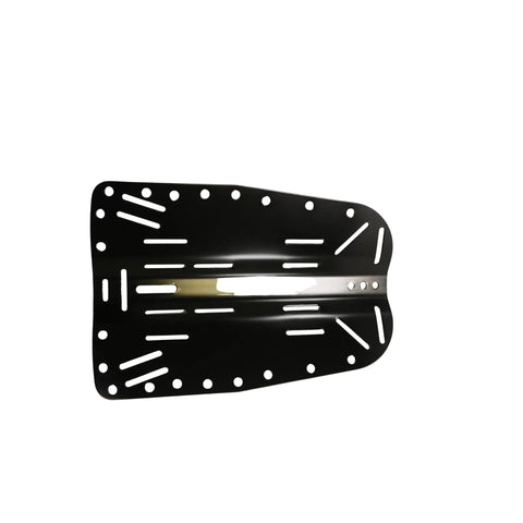 Durable Aluminum Black Backplate For Diving Rig, 15 By 10 Inch Plate, 2mm Thick with mounting and accessory slots