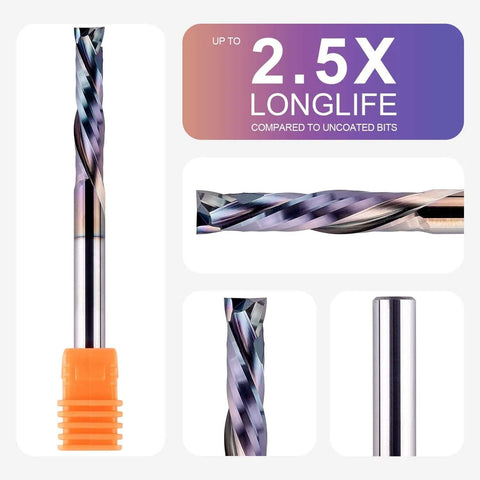 SpeTool UP&Down compression router bit, 1/4" shank, carbide spiral with TAC coating for wood carving