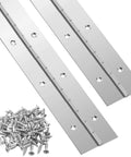 Two Pack 48 Inch Continuous Piano Hinges Heavy Duty Stainless Steel Smooth Polished Folding Hinge with 0.04 Inch Leaf Thickness and 80 Screws