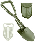 Foldable Camping Shovel 18.5 Inch Portable Ergonomic High Carbon Steel Digging Shovel For Outdoor Camping Hiking Garden All Purpose Tool Green Silver Must Have Gear with case