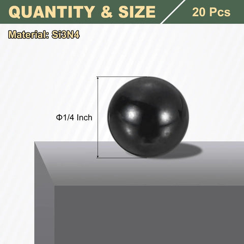 20 Pack 6Mm Silicon Nitride Ceramic Bearing Balls G10 Grade Precision Roller Parts For Heavy Duty Automotive And Robotics Builds With Badass Precision And Tough As Nails Durability, showing one black ceramic ball on a light background.