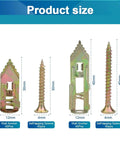 Self Drilling Drywall Anchors And Screws Kit For TV Mounts Cabinets And Curtains Fixing No Pre Drill Install Premium Yellow Zinc Plated Carbon Steel Rust Resistant Long Lasting Structural Support Easy Quick Install, 30mm and 40mm sizes