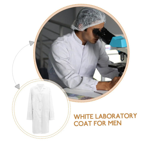 Mens Long Sleeve White Lab Coat Doctor Scrubs For Medical Students Lab Workers Adults Chemistry Coat Durable Cotton Material Breathable
