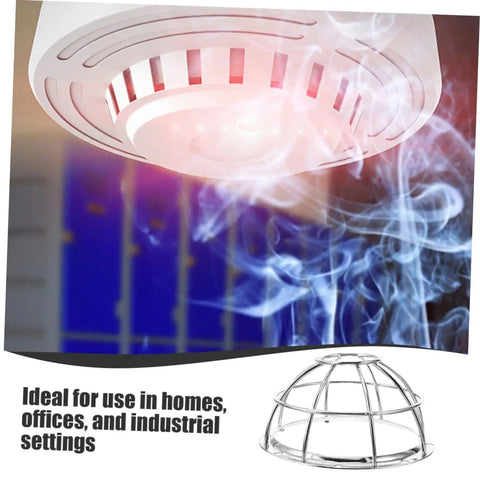 Built Tough Four Piece Fire Sprinkler Head Guards Featuring Hella Secure Tamper Proof Mesh Shields Impact Resistant Sensor Caps For Home Safety And Quick Snap Install Hooks with smoke and sprinkler in action.