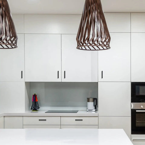 Modern kitchen with 15 Pack Black Cabinet Pulls 4 Inch Square Kitchen Cabinet Handles Matte Black Hardware For Drawer Pulls