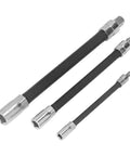 Top Notch Flexible Extension Bar With Magnetic Hold For Tight Spots Durable Spring Steel Auto Repair Kit In 1/4 3/8 And 1/2 Inch Sizes, three tools