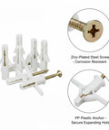 50 Pack M8 Drywall Anchors with Zinc Plated Screws, heavy duty hollow wall anchor kit for gypsum board, showing details