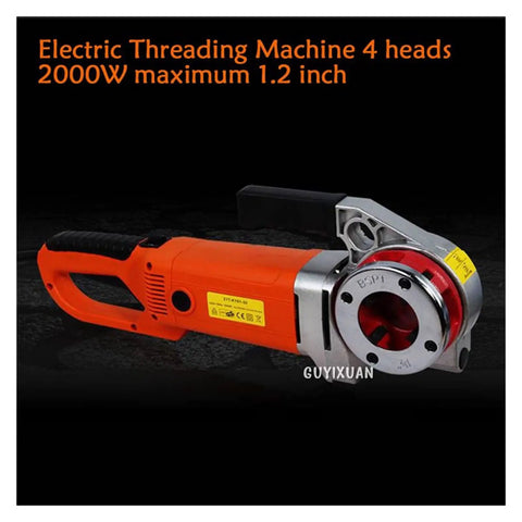 Heavy Duty Handheld Electric Pipe Threader Offering A Hella Grippy Handle And Rock Solid Aluminum Build For Zero Hassle Galvanized Iron Threading On Daily Home Repair Jobs, 2000W tool with 1.2 inch capacity.