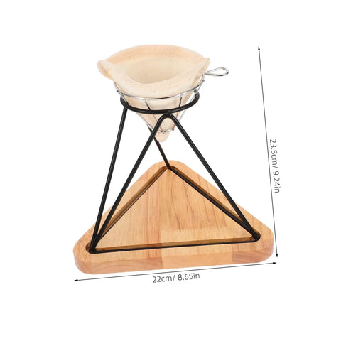 Heavy Duty Reusable Stainless Steel Coffee Filter Holder With Secure Drip Rack And Premium Filter Cloth Set For A Smooth Daily Grind Setup At Home Or Office on wooden base