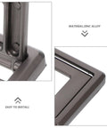 Close-up of Hidden Cabinet Door Handle Set In Zinc Alloy, Flush Mount Sliding Pulls, flat square design in dark grey.