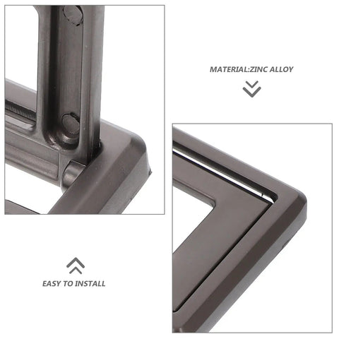 Close-up of Hidden Cabinet Door Handle Set In Zinc Alloy, Flush Mount Sliding Pulls, flat square design in dark grey.