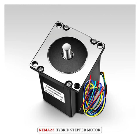 Nema 23 CNC Stepper Motor Kit 3A 1.2Nm with visible wires and metal shaft for home CNC milling and laser projects