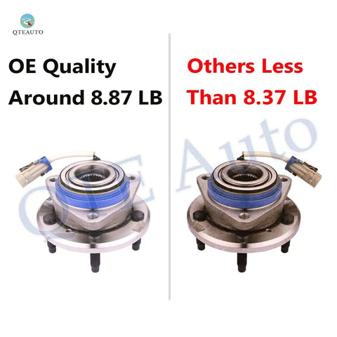 Comparison of Set Of 4 Wheel Hub Bearing Assemblies For 1998 To 2001 Oldsmobile Intrigue; OE quality vs lesser weight.
