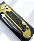 Beefy 7.9 Inch Button Lock Folding Pocket Knife With 3.4 Inch D2 Steel Half Serrated Blade Aviation Aluminum Handle