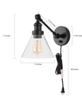 Oil Rubbed Bronze 8 Inch Adjustable LED Wall Sconce Plug In Wall Lamp With Dimmer Switch Clear Glass Shade