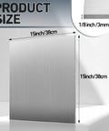 6061 Aluminum Sheet Set, 2 Pieces, 15x15 Inch Flat Stock, One Eighth Inch Thick, Protective Film Covered Plates, size details