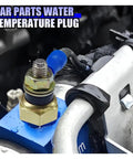 Heavy Duty Universal Water Coolant And Oil Temperature Sensor One Eighth Npt Electrical Sender For Engines Built Like A Boss With Smooth Operation Gold Housing mounted on engine